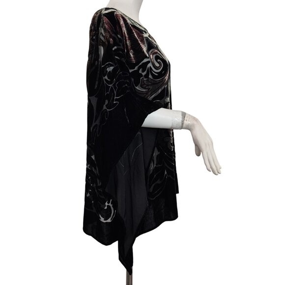 John Mark Women's Tunic Top Blouse Boxy Size Large - XL Boho Floral Black (18) - Picture 4 of 13